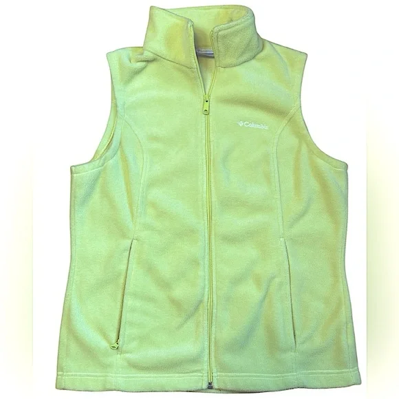 COLUMBIA Fleece Vest Solid Yellow Women’s Size Medium - Picture 1 of 7